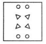 एक कागज को निम्ननाकिंत चित्र के अनुसार मोडा और काटा गया है। इस कागज को खोलने पर यह कैसा दिखाई देगा?