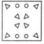 एक कागज को निम्ननाकिंत चित्र के अनुसार मोडा और काटा गया है। इस कागज को खोलने पर यह कैसा दिखाई देगा?