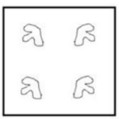 एक कागज को मोड़ने का क्रम और मोड़े गए कागज को काटने का ढ़ग नीचे दिखाया गया है। उस आकृति का चयन करें, जो कागज़ के खुले हुए रूप से सबसे अधिक मिलती - जुलती हो।